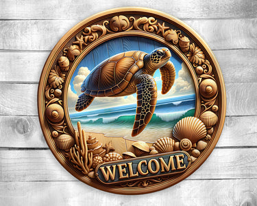 Welcome Turtle Colorful Door Hanger - Bright Wooden Sign, Fun Home Decor for Front Door, Seasonal & Year-Round Use, Vibrant Entryway Accent